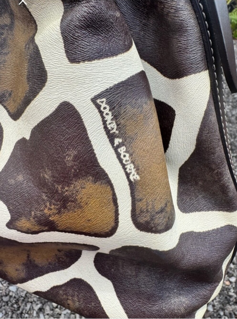 Dooney & Bourke Giraffe Print Drawstring Bucket Bag Leather Shoulder Purse 2008 - Picture 3 of 6